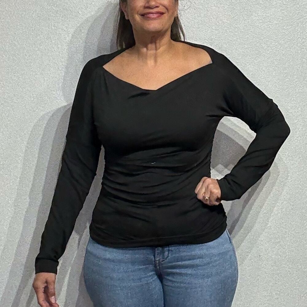 Black Slouchy Side Ruched Top Sz M